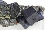 Purple Cubic Fluorite Crystals on Sphalerite - Elmwood Mine #240505-2